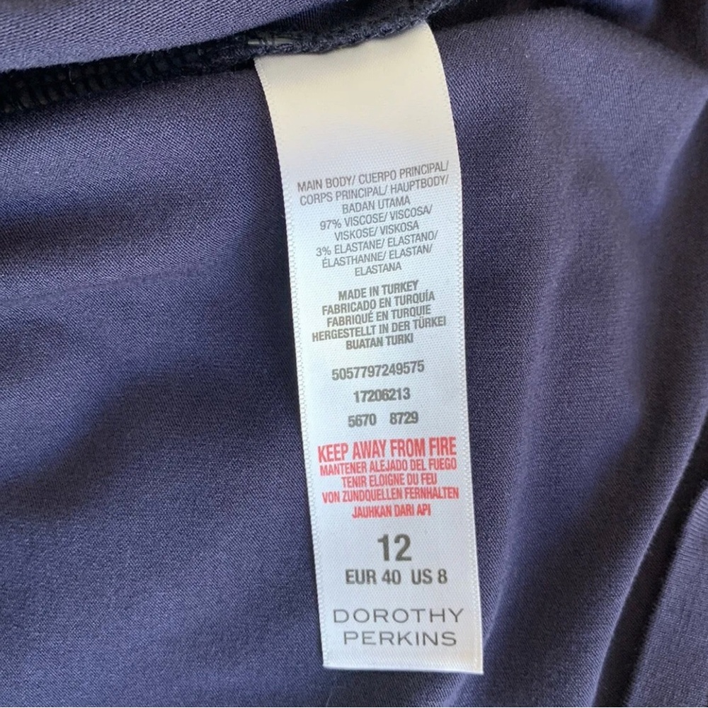 DOROTHY PERKINS Maternity Top Tie Front 3/4 Sleeves Navy Blue 2In1 UK Size 12 - Picture 8 of 11
